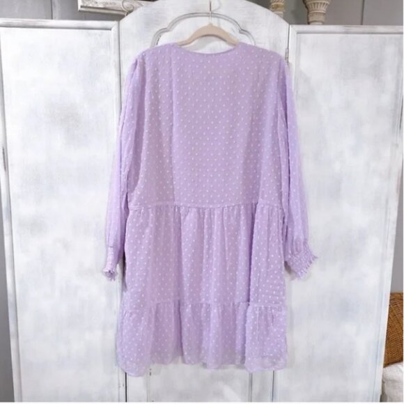 Famition Lavender Swiss Dot Mini Dress - Size XL - Picture 2 of 5